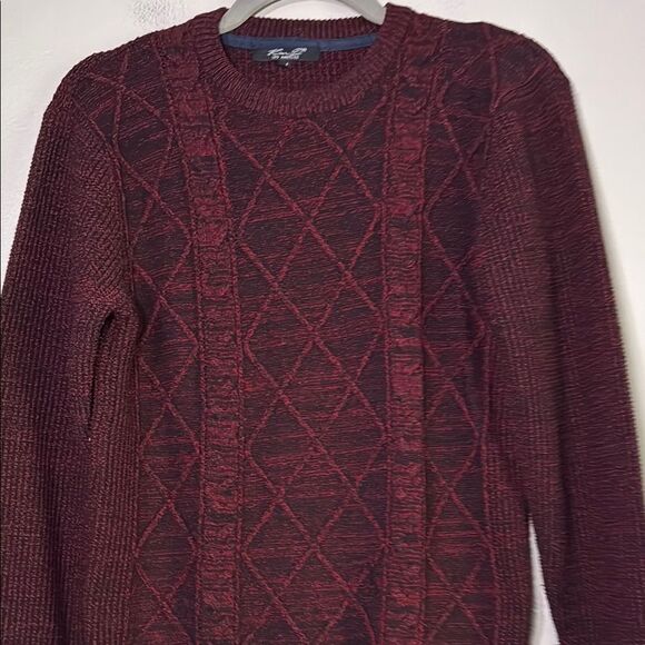 Red Crewneck Sweater with Argyle Pattern - Picture 6 of 6